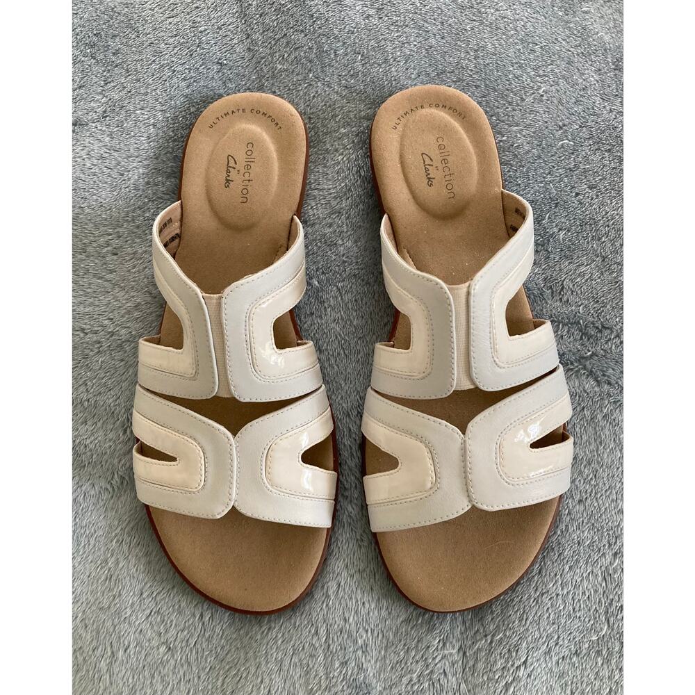Clark's Collection Ada Lilah women's multi strap slide white sandals, size 9M
